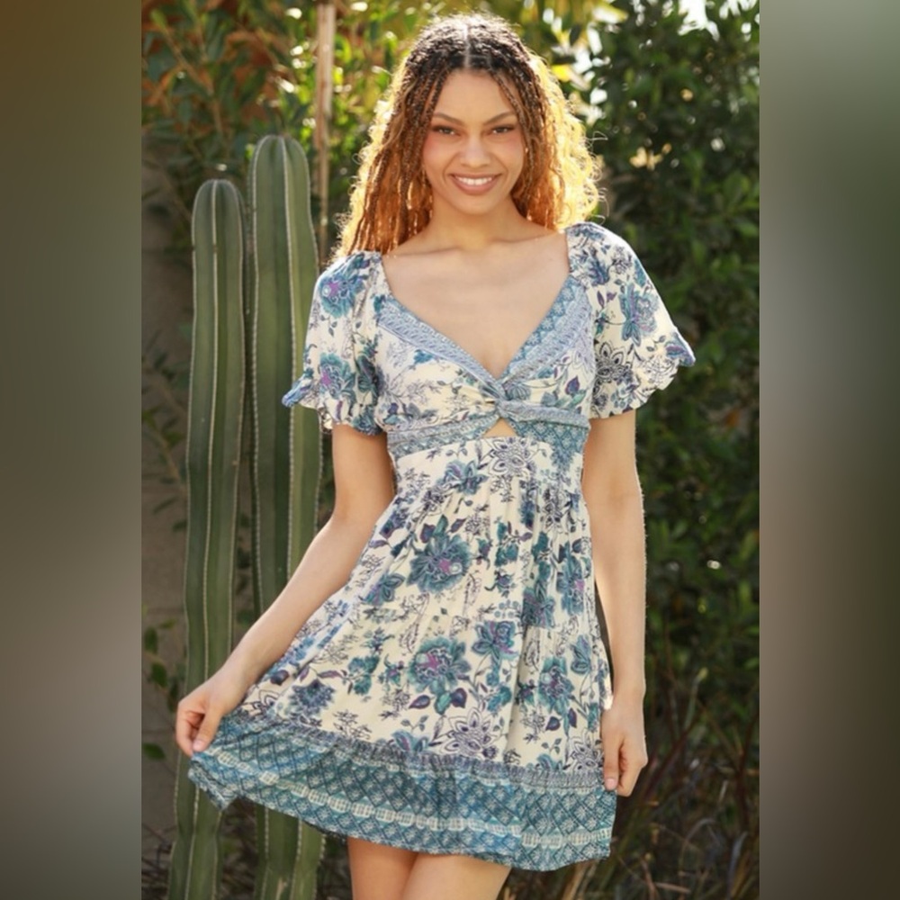 Floral Blue and White Women's Mini Dress